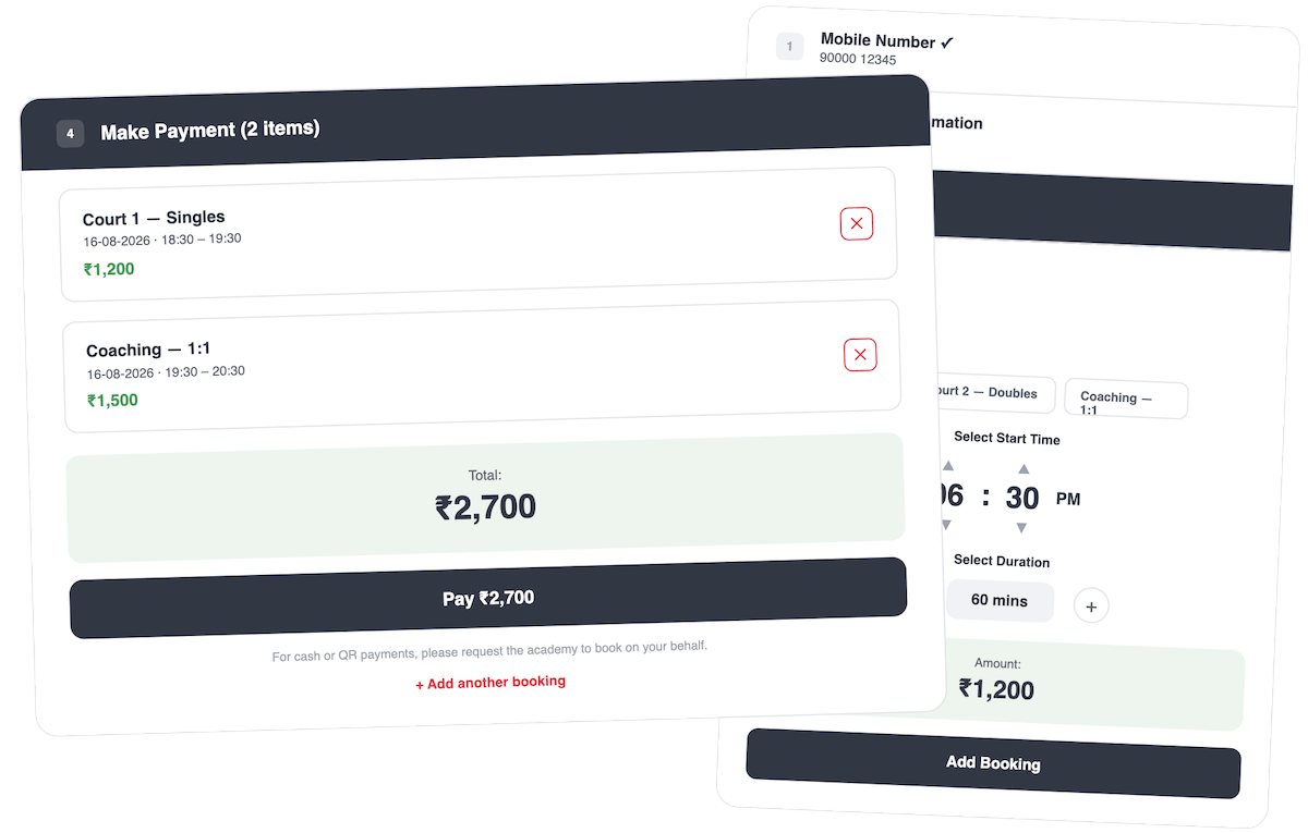 Sportzy pay-per-use court booking software for badminton