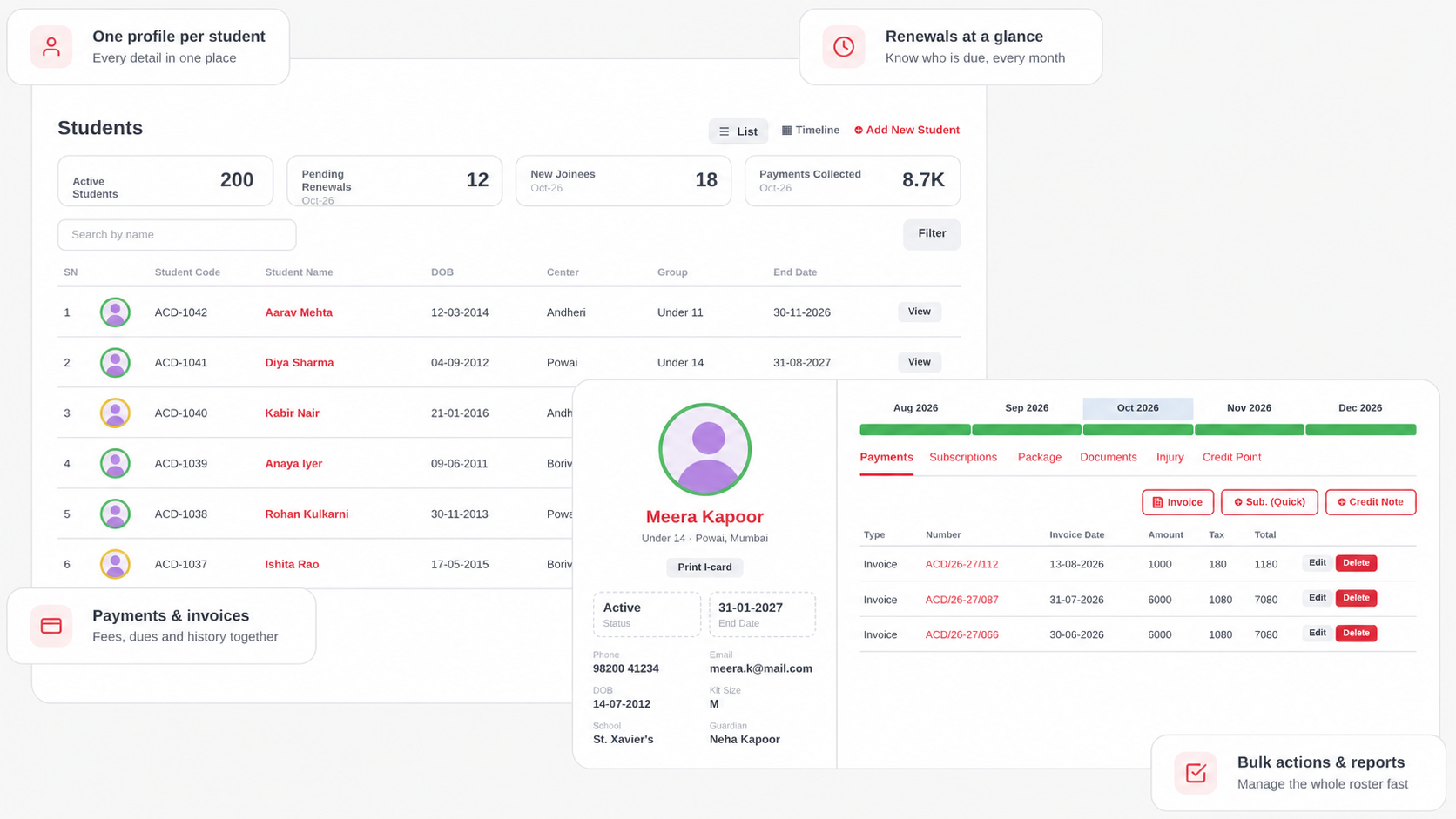 Student Management software for sports academies - Sportzy