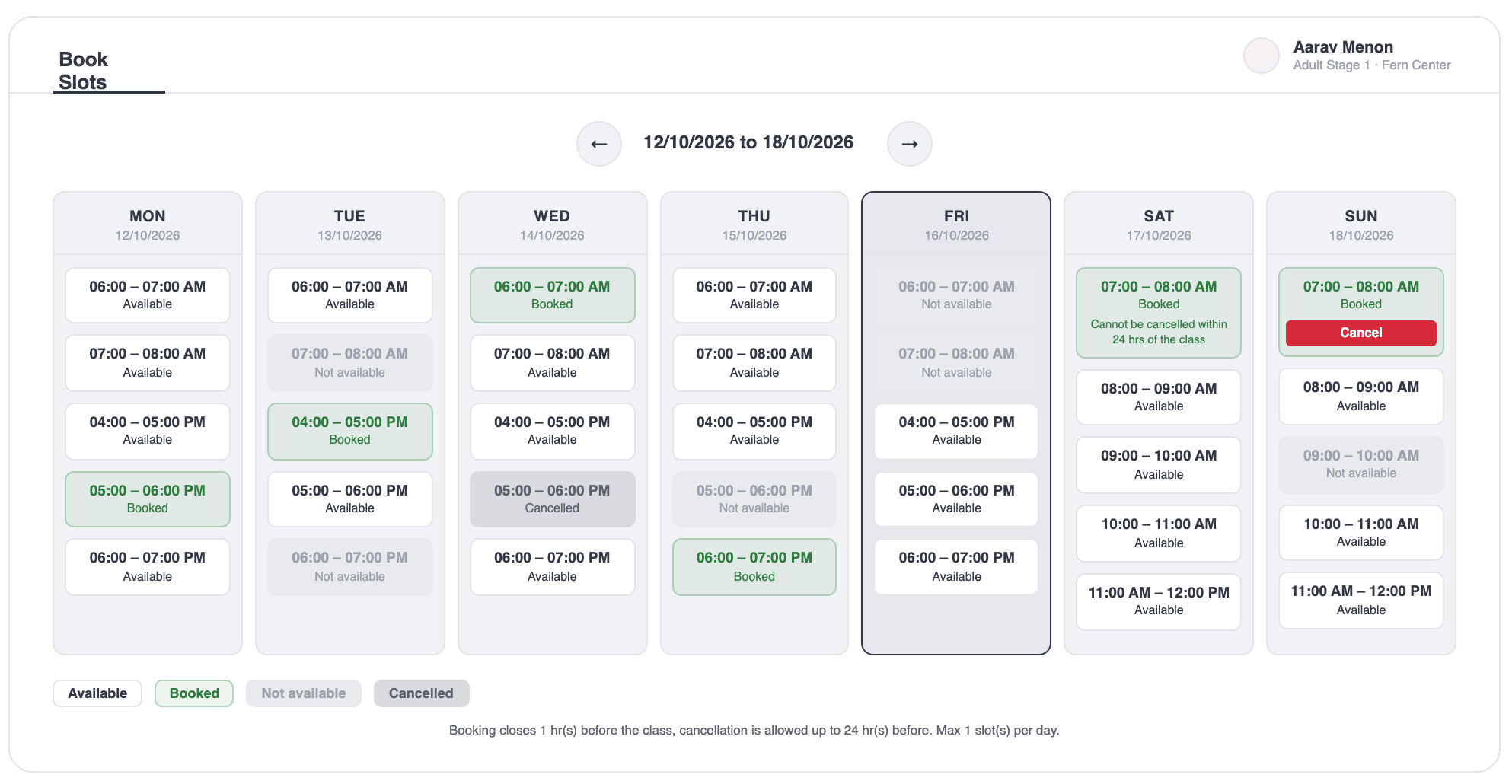 Swimming pool slots booking software with live slot availability