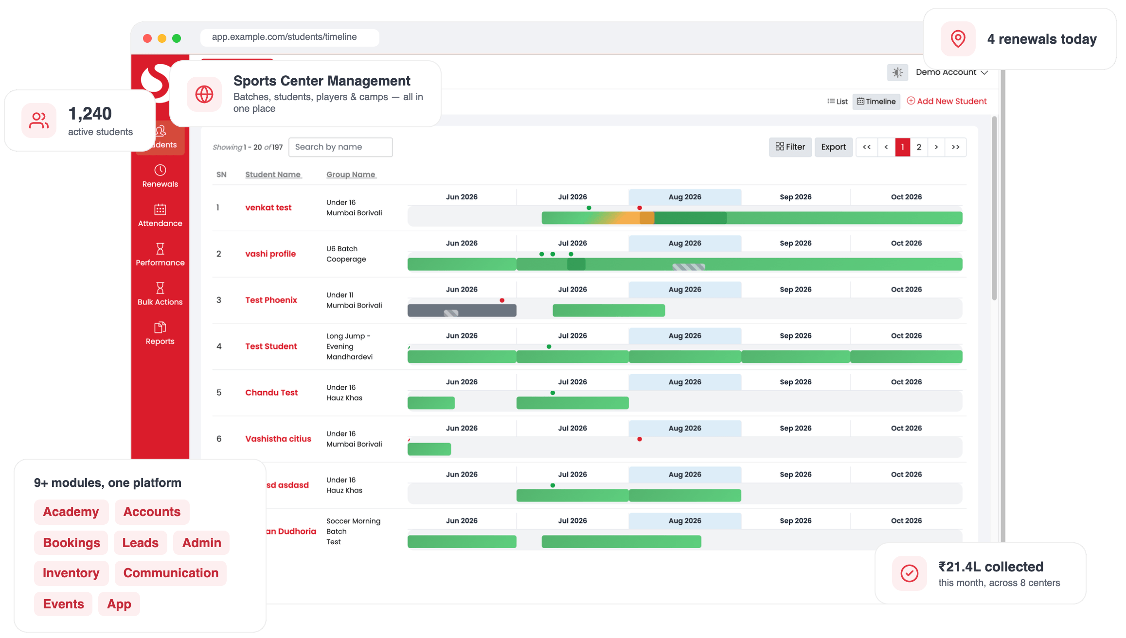 Student & Members Management - Sportzy sports academy software